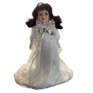Vtg Ashley Belle Porcelain Wedding Doll 18in Bisque Finish Victorian Collectible